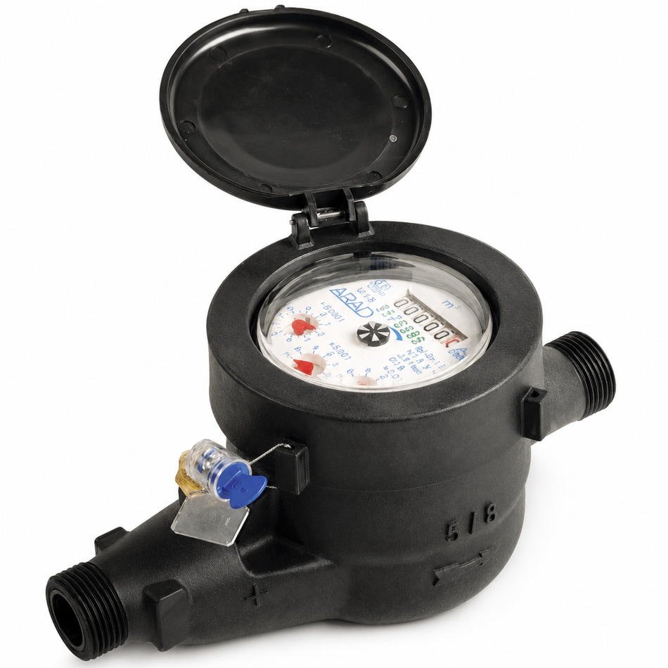 Arad ADM15 M 15 mm 1/2 inch BSP(M) plastic water flow meter 50 lpm 10 bar (145 psi)