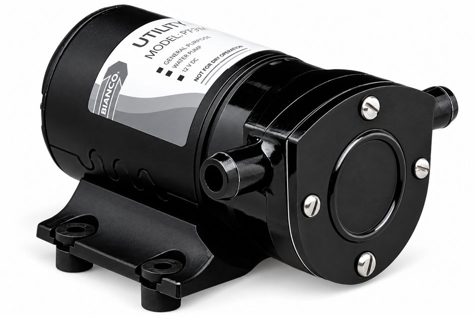 Jabsco 12560-0001 12v plastic poly pump 16 mm (5/8 inch) hose tails 19 lpm 0.6 bar (8.7 psi)