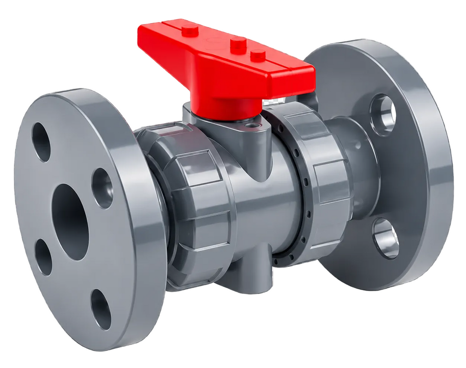 Ketta BLPF manual ball valve flanged UV stabilised PVC 10 bar (145 psi) - all sizes