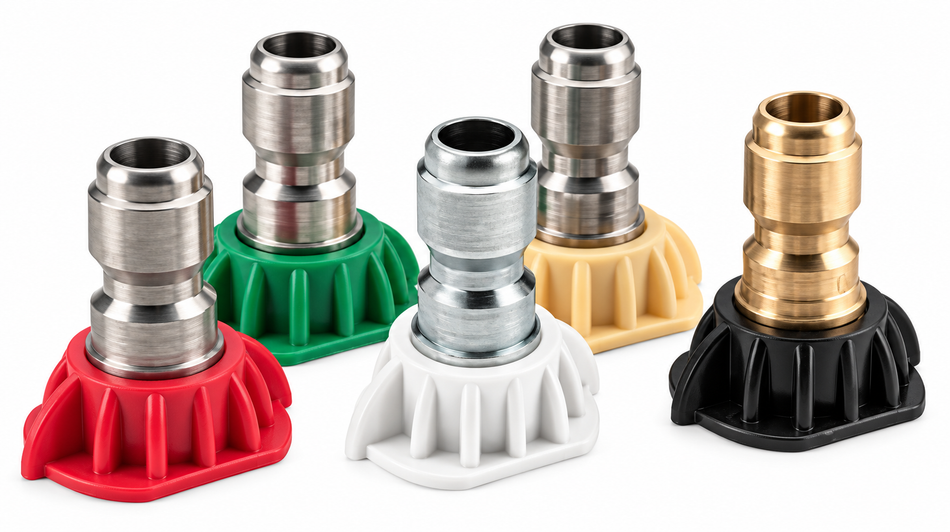 Snap-fit QC water blaster nozzle set 5 pieces - all sizes