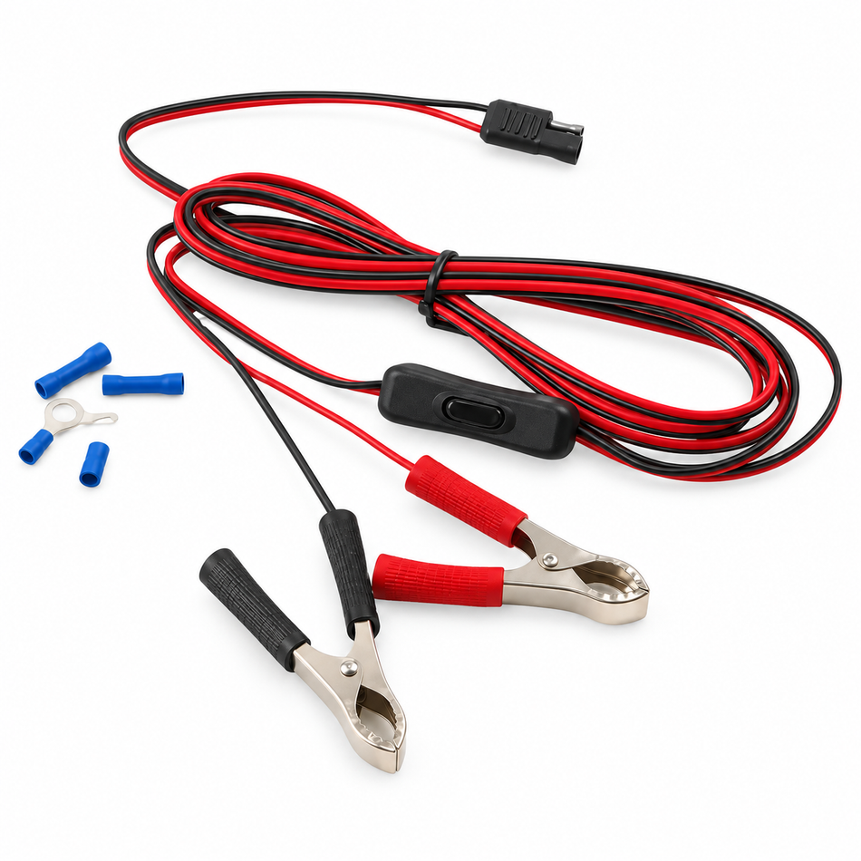 Remco 2.4 m (8 ft) wiring cable harness kit with on/off switch and battery clamps