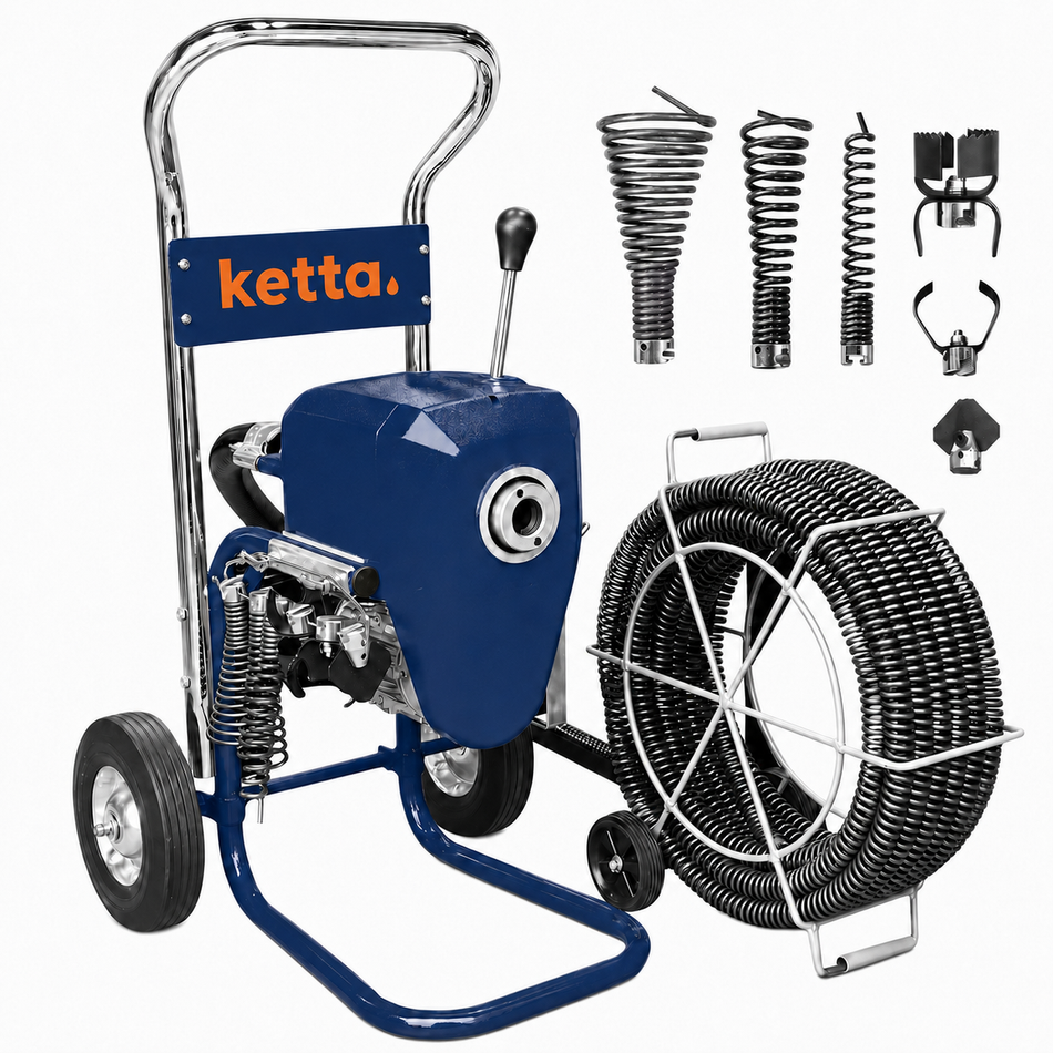 Ketta K-200-1A electric drain cleaning machine 1100 watt 230v for pipes 50 to 200 mm diameter