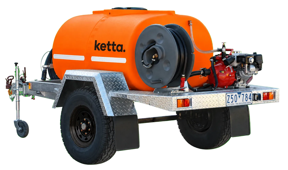 Ketta FirePatrol15 trailer 1000 litre for fire fighting and wash-down (ready to road-register)
