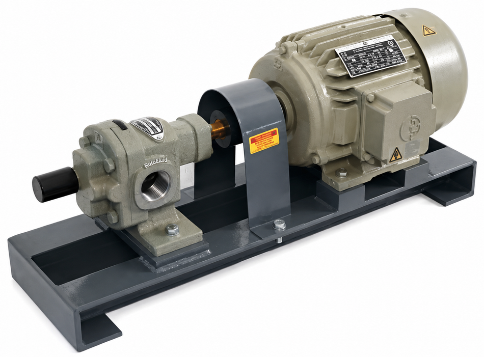 RotoFluid FT series 230v electric gear pump 2.2 kW (3.0 hp) rated @ 960 rpm 10 bar (145 psi)