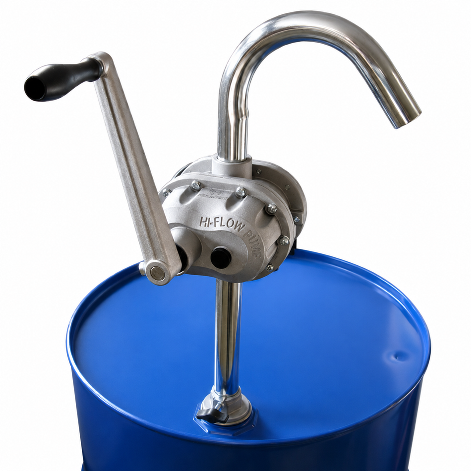Ketta Big 100 rotary drum pump for petrol, diesel and light oils with 2 m x 25 mm (1 inch) rubber hose 100 lpm