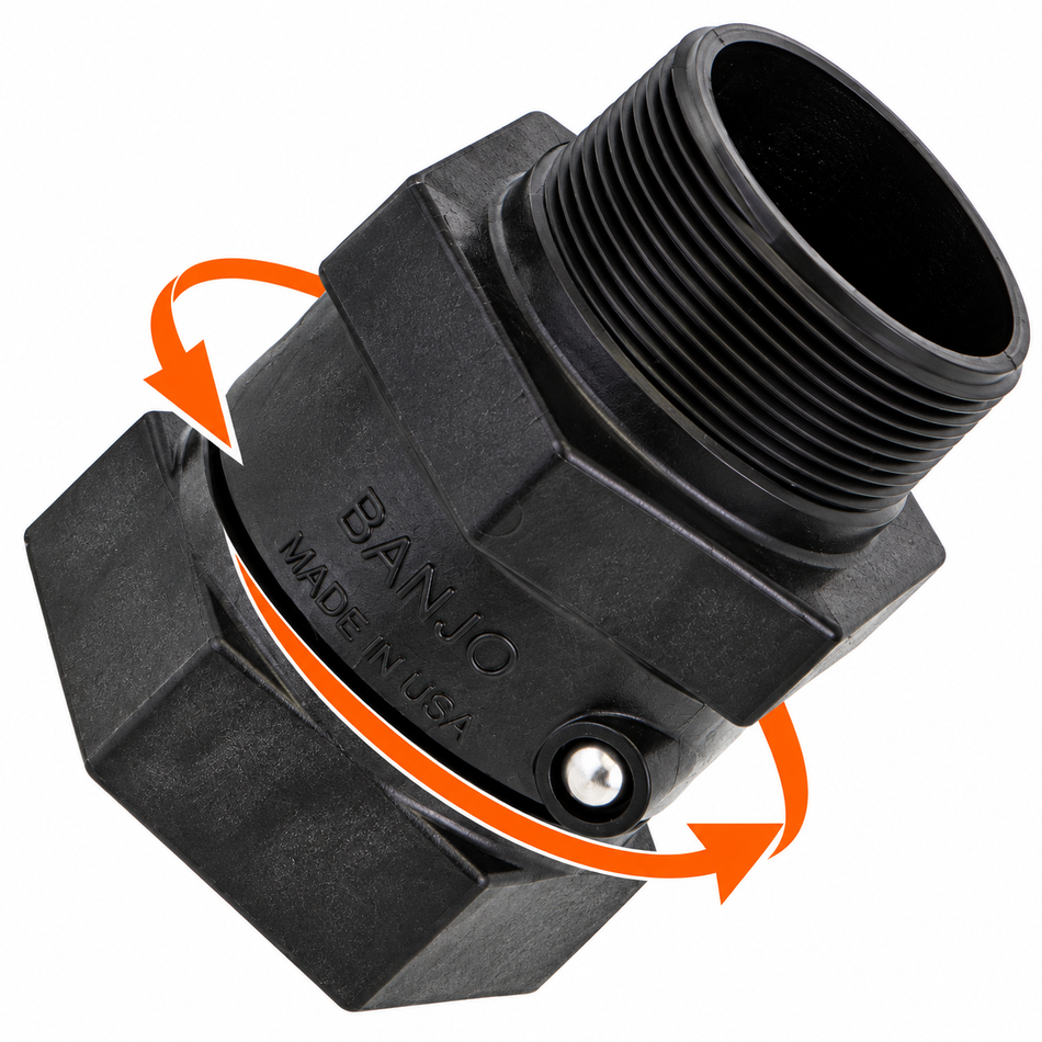 Banjo SW220 Big Bore poly in-line swivel joint 50 mm (2 inch) NPT(M/F) 10 bar (150 psi)