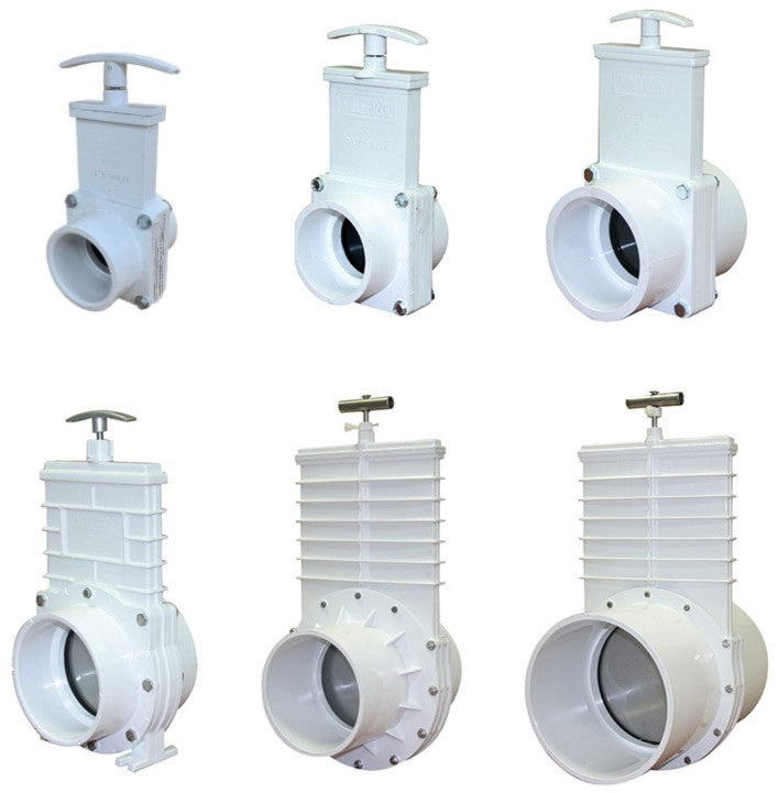Valterra GVS series PVC sliding knife gate valve with slip type glue-in ports - all sizes