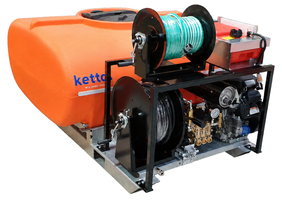 Ketta JYD series 600 litre skid water blaster and drain jetter Honda iGX800 (electric start) 200 bar (3000 psi) 41 lpm