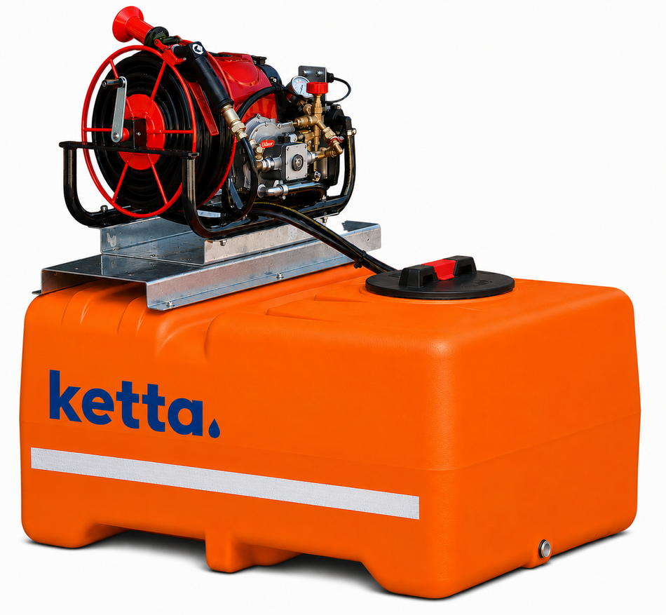 Ketta SpotPro 220 litre skid sprayer Honda GX35 spray pump kit and 30 m hose reel 12 lpm 25 bar (363 psi)