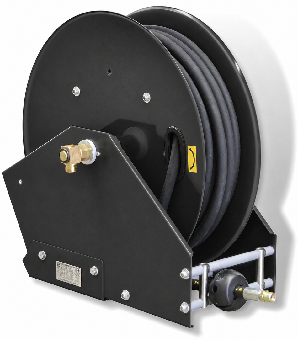 Ketta Auto A series retractable water blaster hose reel assembled with 10 mm (3/8 inch) ID water blaster hose